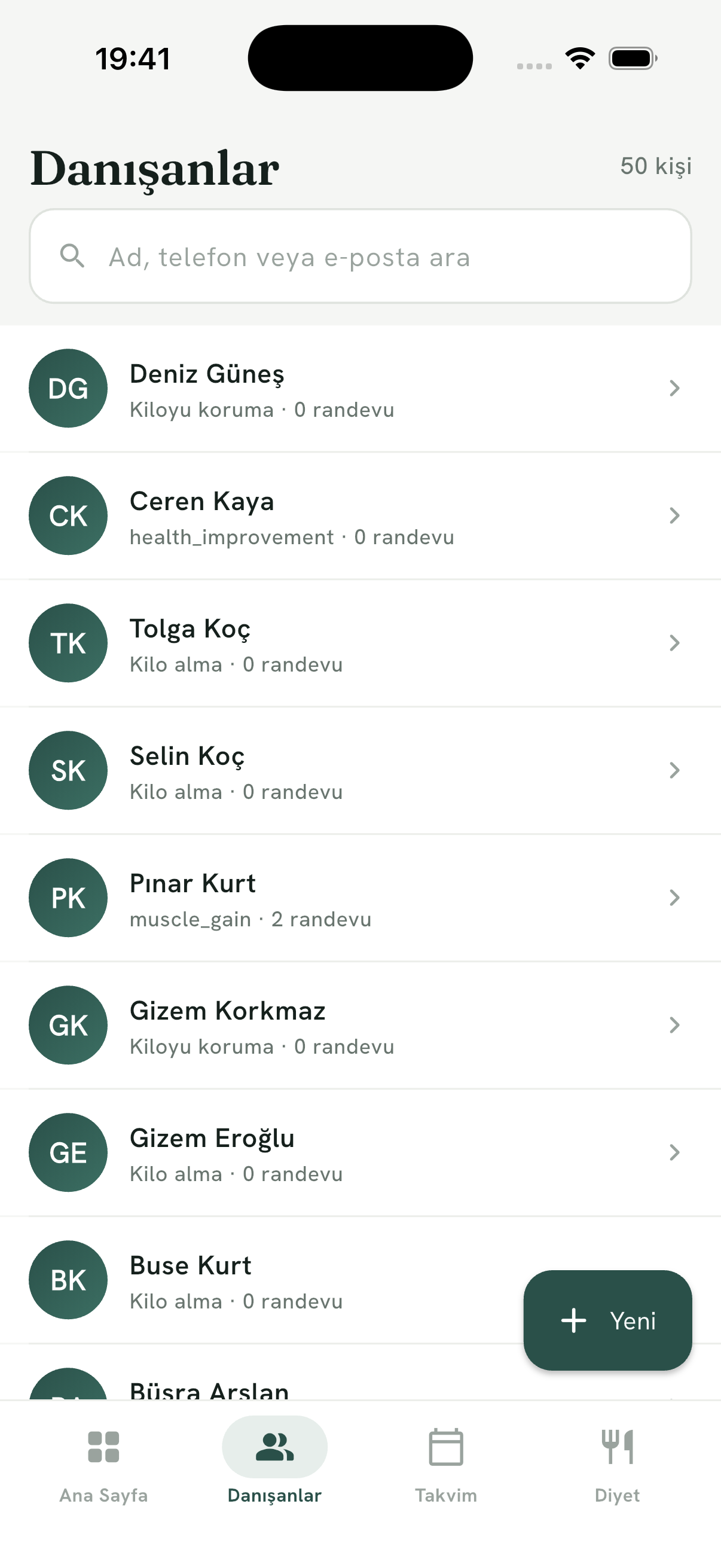 Danışan yönetimi
